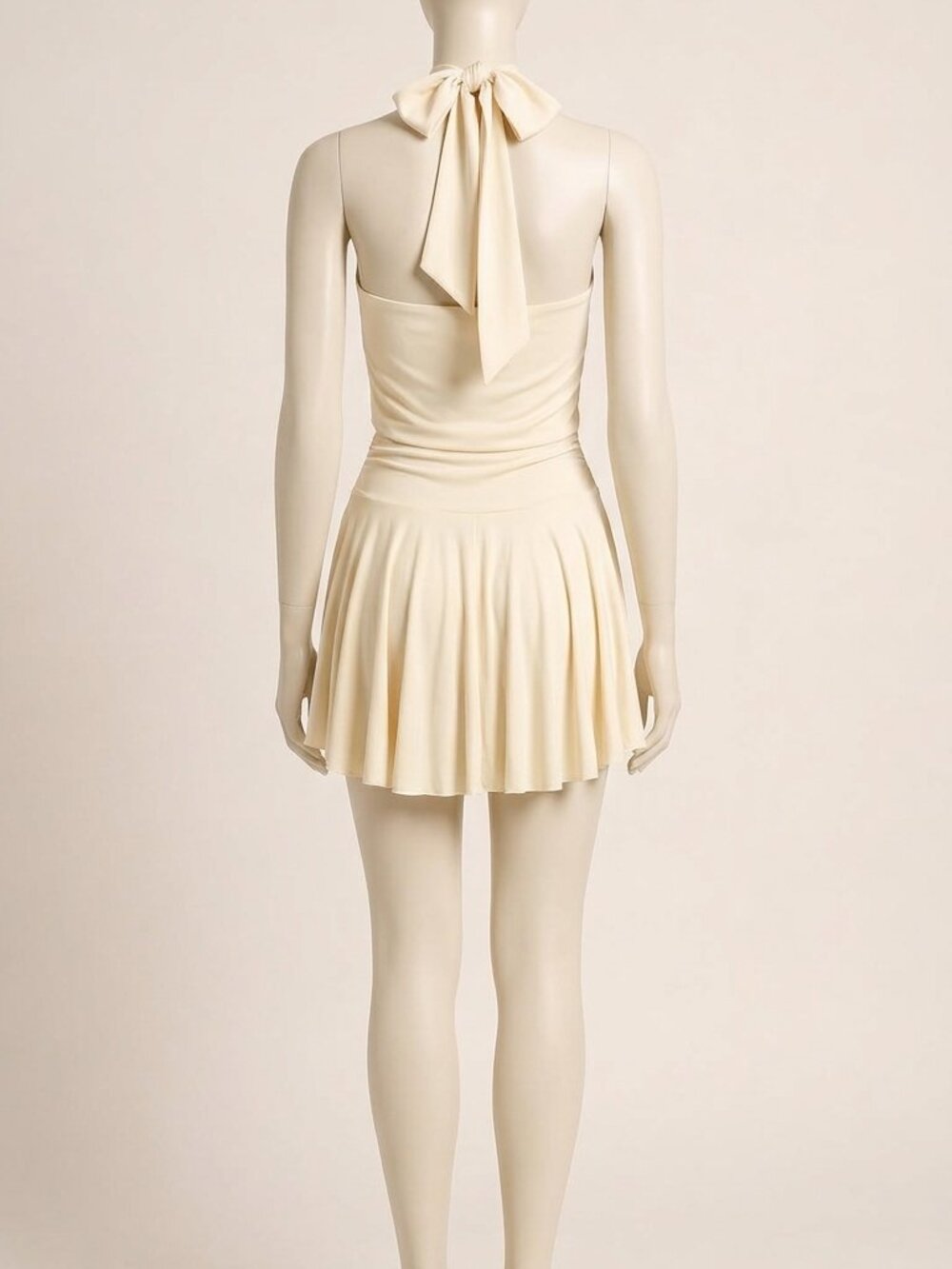 Cider Creme A-Line Mini Dress Built-In Shorts High Neck Scarf Size M - Picture 3 of 5